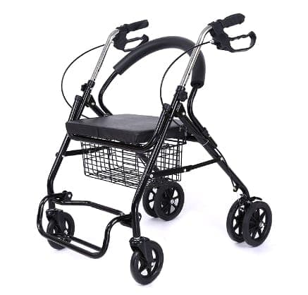 Déambulateur Noir a 4 roues avec assise