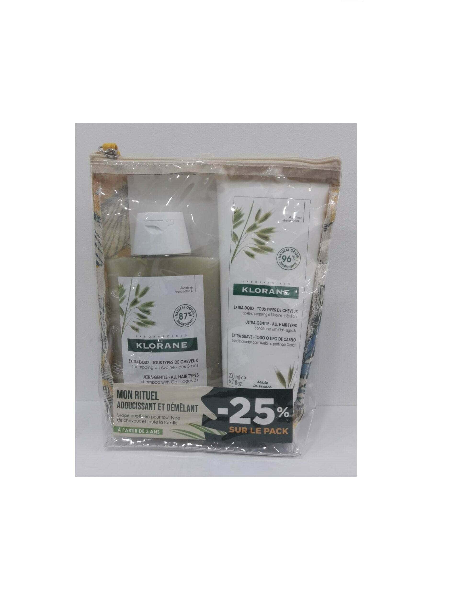 klorane trousse rituel usage quotidien avoine a 25% shampooing / baume