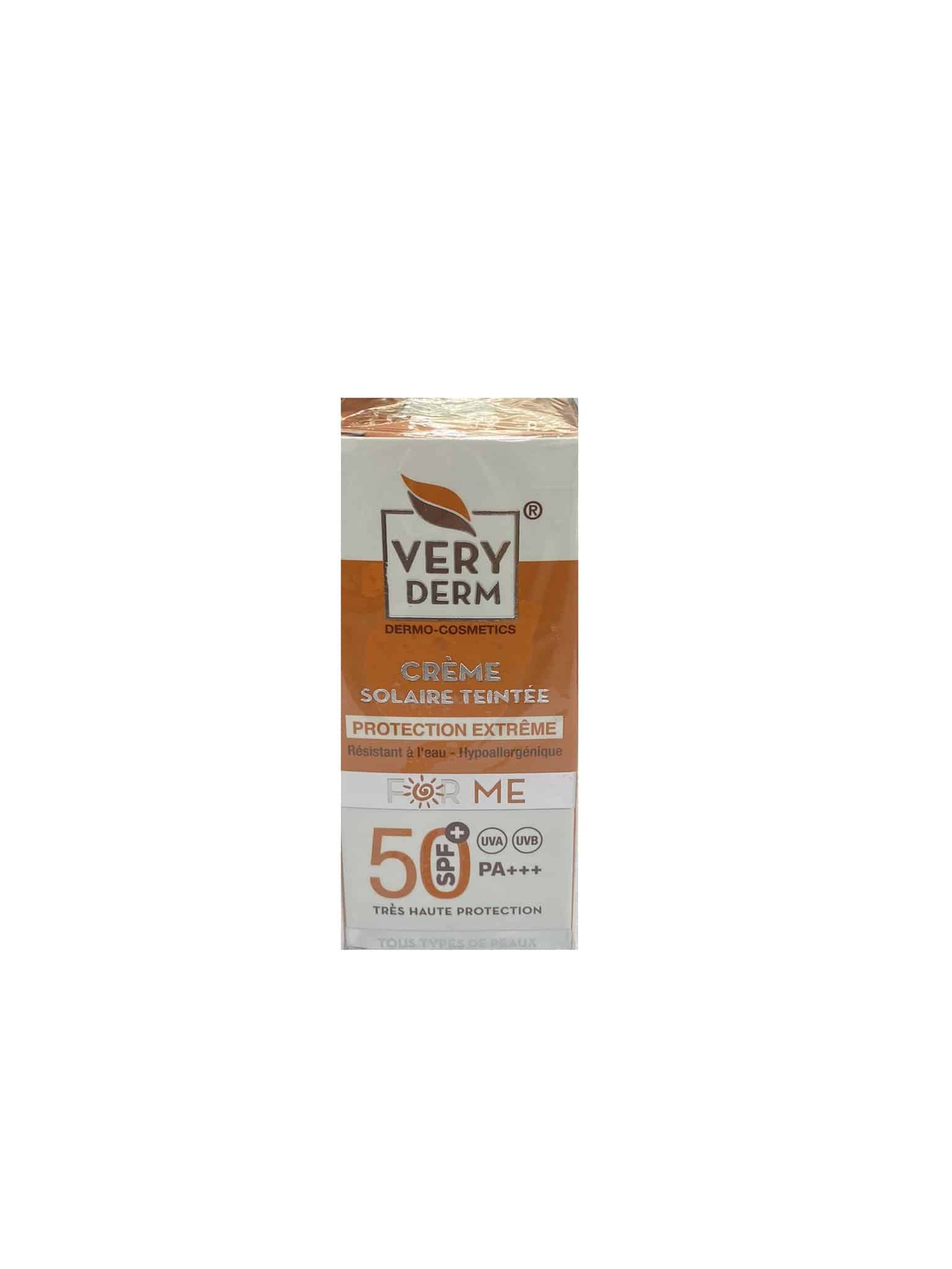 VERY DERM creme solaire teinte Spf 50+