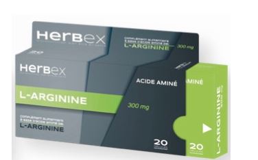 herbex l-arginine 300mg boîte 20 gélules