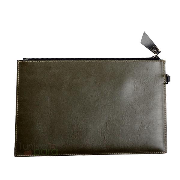 JOWA Pochette Tefza 100% cuir couleur vert olivier noir