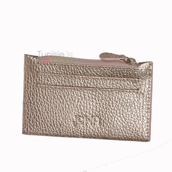 JOWA Porte carte zip Couleur argent pailleté