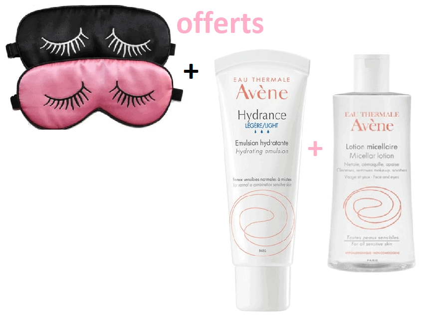 avene coffret Hydrance légère 40 ml  + un masque de nuit  + lotion micellaire  100 ml