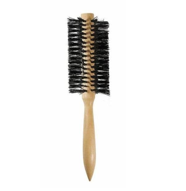 TITANIA brosse ronde 22 cm D 5cmmanche bois cheveu veritable 2827