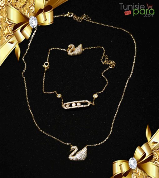 Tunisiepara collier+bracelet hypoallergénique plaqué OR