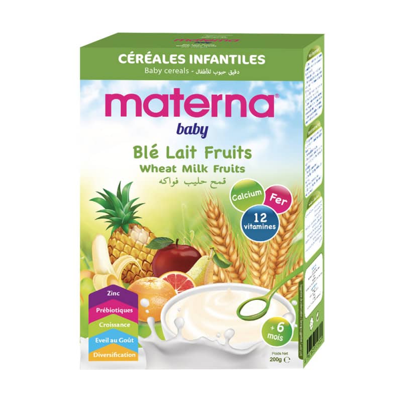 MATERNA farine blé , lait , 5 fruits 200 g