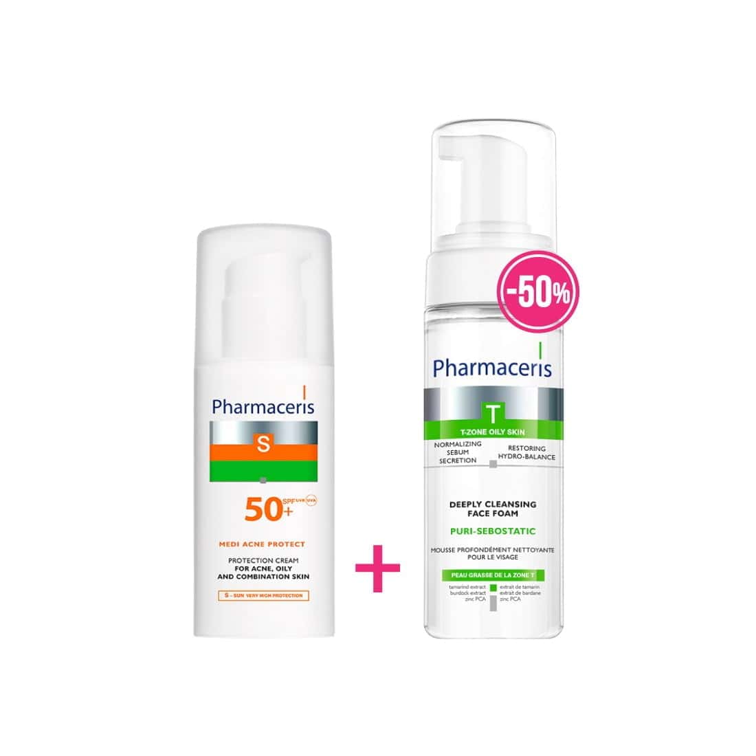 Pharmaceris ecran s sun peaux a imperfections + t puri sebostatic mousse nettoyante