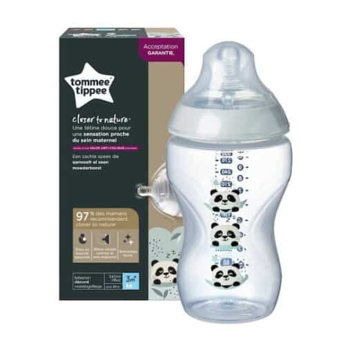 Tommee Tippee Biberon Closer To Nature panda gris 340 ml 3m+ REF : 42269803