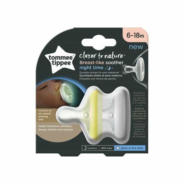 Tommee Tippee Sucette de nuit en forme de sein 6-18 M  *2