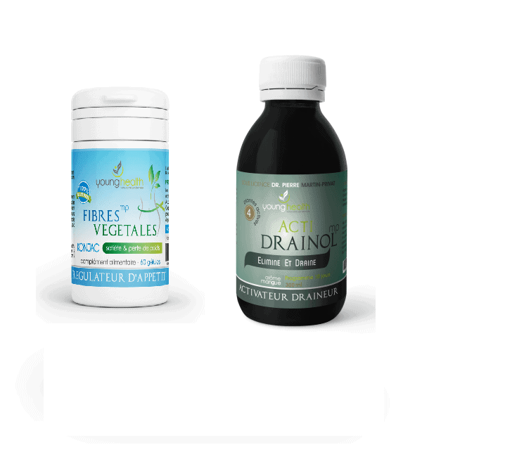 young health pack acti drainol 300ml+ fibres végétales 60 gélules
