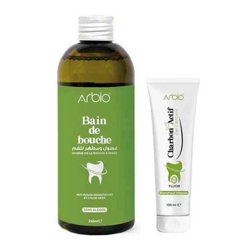 Arbio Pack Hygiène Dentaire Charbon Actif : Bain De Bouche Et Gel Dentaire Charbon Actif
