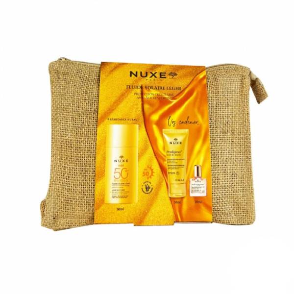 Nuxe fluide leger Visage Spf50+ Huile De Douche 30ml Offerte + Huile Prodigieuse florale 10ml + Trousse Offerte